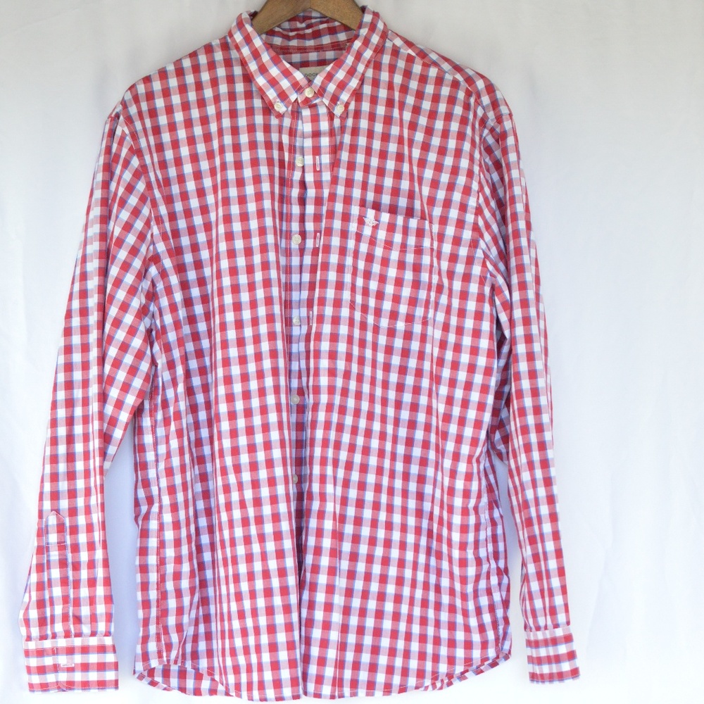 Red & Blue Men's Checked Dockers Button Down Shirt